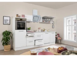 Respekta Premium Küchenzeile 280 cm Hochbau Weiß Hochglanz