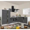 Respekta Premium Winkelküche RP290WGC 290 x 200 cm Grau Hochglanz-Weiß