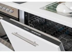 Respekta Premium Winkelküche RP290WGC 290 x 200 cm Grau Hochglanz-Weiß