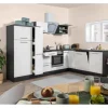 Respekta Premium Winkelküche RP290EWC 290 x 200 cm Weiß Hochglanz-Eiche Grau