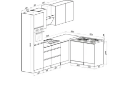 Respekta Premium Winkelküche Grifflos 280 cm Schwarz Hochglanz-Weiß