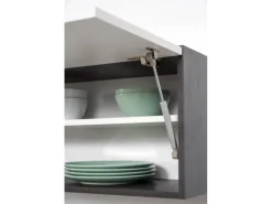 Respekta Premium Winkelküche 260 x 200 cm Weiß Hochglanz-Eiche Grau