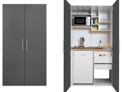 Respekta Schrankküche SKWGMI reversibel Grau-Weiß