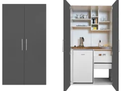 Respekta Schrankküche SKWG Grau Weiß