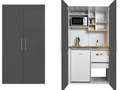 Respekta Schrankküche SKWGMIC reversibel Grau-Weiß