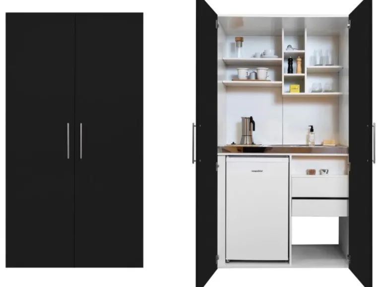 Respekta Schrankküche SKWSC reversibel Schwarz-Weiß