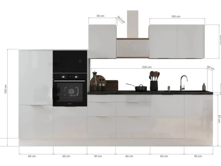 Respekta Selection Küchenzeile Elisabeth RS340HGAH 340 cm Artisan Eiche Nb.-Grau