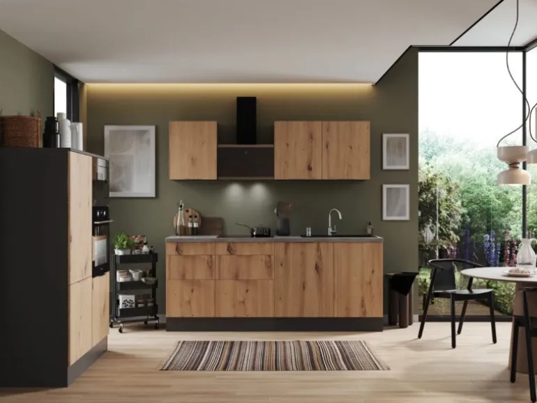 Respekta Selection Küchenzeile Elisabeth RS340HGAH 340 cm Artisan Eiche Nb.-Grau