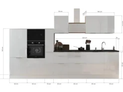 Respekta Selection Küchenzeile Elisabeth RS370HGWH 370 cm Weiß-Grau
