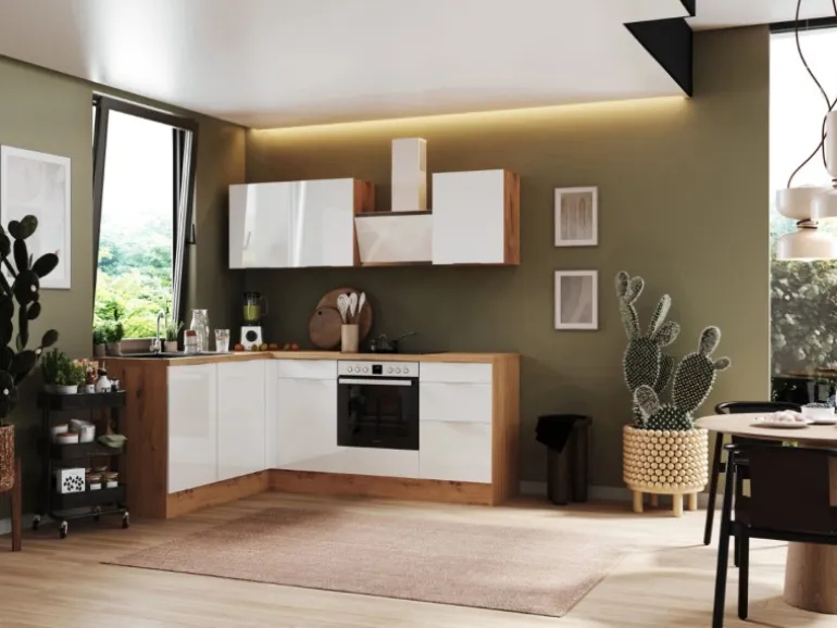 Respekta Selection Winkelküche Elisabeth RSL220AWH 220 cm Weiß-Artisan Eiche Nb.