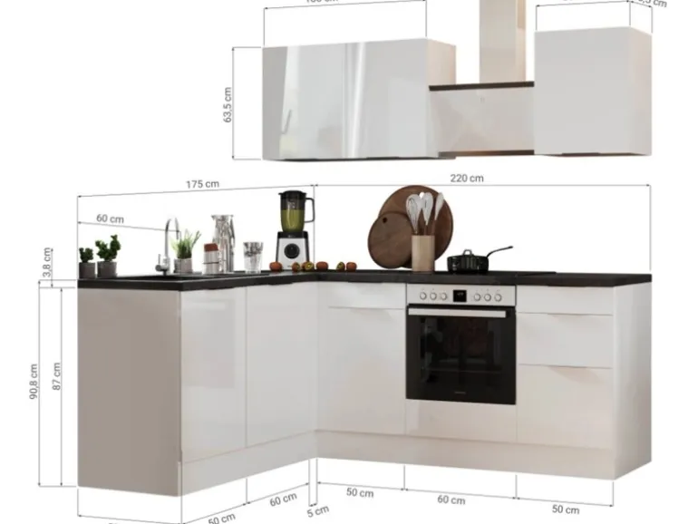 Respekta Selection Winkelküche Elisabeth RSL220AWH 220 cm Weiß-Artisan Eiche Nb.