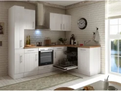 Respekta Winkelküche Anton 250 cm Landhaus Lärche Weiß Nachbildung