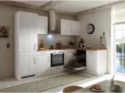 Respekta Winkelküche Anton 280 x 172 cm Landhaus Lärche Weiß Nachbildung