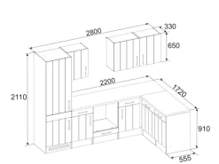 Respekta Winkelküche Anton 280 x 172 cm Landhaus Lärche Weiß Nachbildung