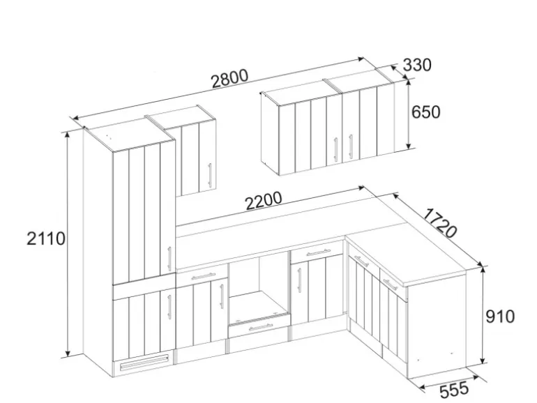 Respekta Winkelküche Anton 280 x 172 cm Landhaus Lärche Weiß Nachbildung
