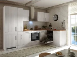 Respekta Winkelküche Anton 310 cm Landhaus Lärche Weiß Nachbildung