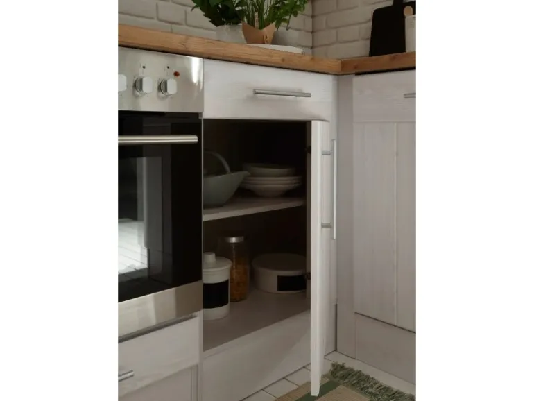 Respekta Winkelküche Anton 310 cm Landhaus Lärche Weiß Nachbildung