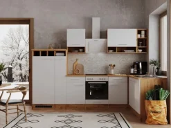 Respekta Winkelküche BEKBL310EWC 310 x 172 cm Weiß-Wildeiche Nachbildung