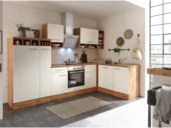 Respekta Winkelküche BEKBL310EWC 310 x 172 cm Weiß-Wildeiche Nachbildung