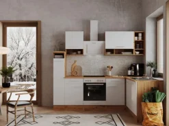 Respekta Winkelküche BEKBL250EWC 250 x 172 cm Weiß-Wildeiche Nachbildung