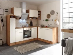 Respekta Winkelküche BEKBL250EWC 250 x 172 cm Weiß-Wildeiche Nachbildung