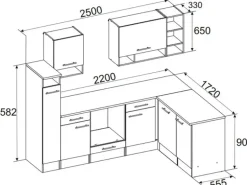Respekta Winkelküche BEKBL250EWC 250 x 172 cm Weiß-Wildeiche Nachbildung