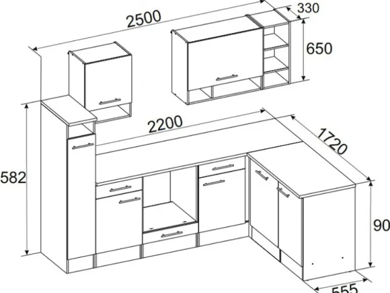 Respekta Winkelküche BEKBL250EWC 250 x 172 cm Weiß-Wildeiche Nachbildung