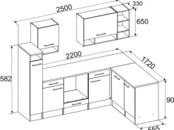 Respekta Winkelküche BEKBL250EGC 250 x 172 cm Grau-Wildeiche Nachbildung