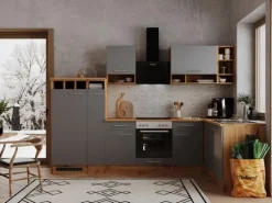 Respekta Winkelküche BEKBL310EGC 310 x 172 cm Grau-Wildeiche Nachbildung