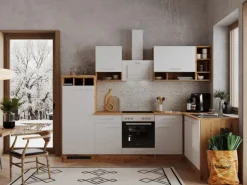 Respekta Winkelküche BEKBL280EWC 280 x 172 cm Weiß-Wildeiche Nachbildung