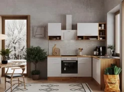 Respekta Winkelküche BEKBL220EWC 220 x 172 cm Weiß-Wildeiche Nachbildung