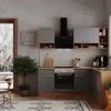 Respekta Winkelküche BEKBL220EGC 220 x 172 cm Grau-Wildeiche Nachbildung