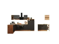 Respekta Winkelküche Hilde 310 x 172 cm mit Kücheninsel Grau