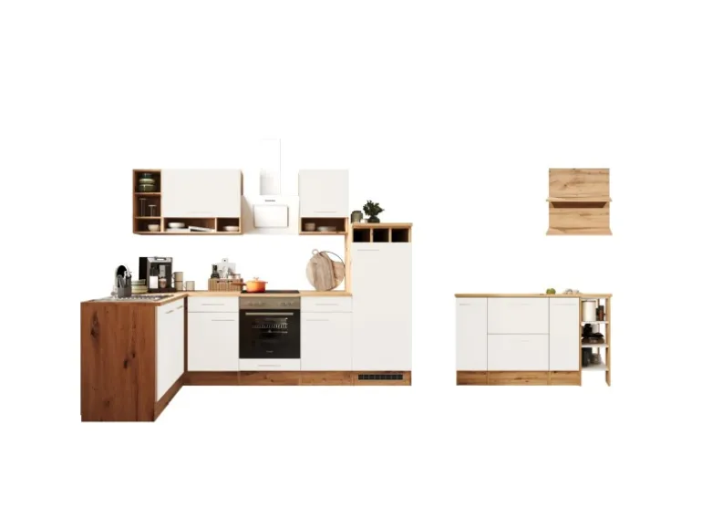 Respekta Winkelküche Hilde 280 x 172 cm mit Kücheninsel Weiß