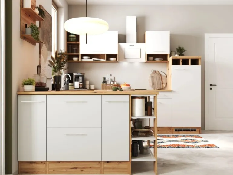 Respekta Winkelküche Hilde 280 x 172 cm mit Kücheninsel Weiß