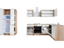 Respekta Winkelküche KBL310ESWS 310 cm Weiß-Eiche Sonoma Sägerau Nachbildung