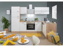 Respekta Winkelküche KBL280ESWS 280 cm Weiß-Eiche Sonoma Sägerau Nachbildung