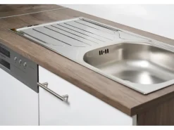 Respekta Winkelküche KBL370EYWMISGKE 370 cm Weiß Eiche York Nachbildung