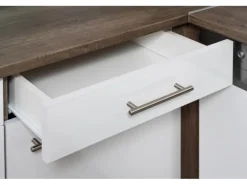 Respekta Winkelküche KBL340EYWMISGKE 340 cm Weiß Eiche York Nachbildung