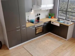 Respekta Winkelküche KBL310WGCGKEG 310 x 172 cm Grau-Weiß-Butcher Nussbaum