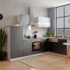 Respekta Winkelküche KBL280WGCG 280 x 172 cm Grau-Weiß-Butcher Nussbaum