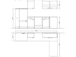 Respekta Winkelküche KBL310WSCG 310 x 172 cm Schwarz-Weiß-Butcher Nussbaum