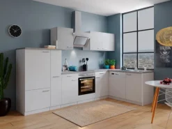 Respekta Winkelküche KBL310WWBSCG 310 x 172 cm Weiß-Beton Optik