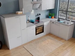 Respekta Winkelküche KBL310WWBSCG 310 x 172 cm Weiß-Beton Optik