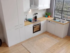 Respekta Winkelküche KBL310WWCGKEG 310 x 172 cm Weiß-Butcher Nussbaum