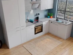 Respekta Winkelküche KBL310WWBSCGKEG 310 x 172 cm Weiß-Beton Optik