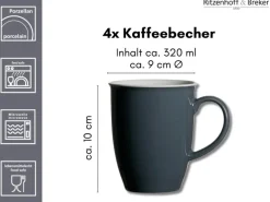 Ritzenhoff & Breker Doppio Kaffeebecher 320 ml 4er Set Anthrazit