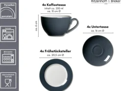 Ritzenhoff & Breker Doppio Kaffeeservice 12-teilig Anthrazit