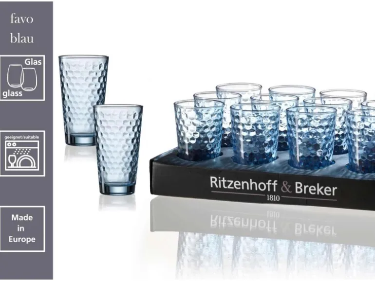 Ritzenhoff & Breker Favo Longdrinkgläser 400 ml 6er Set blau