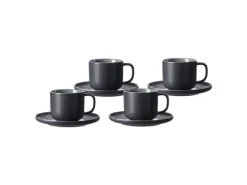 Ritzenhoff & Breker Jasper Kaffeetasse mit Untertasse 240 ml 4er Set Schwarz
